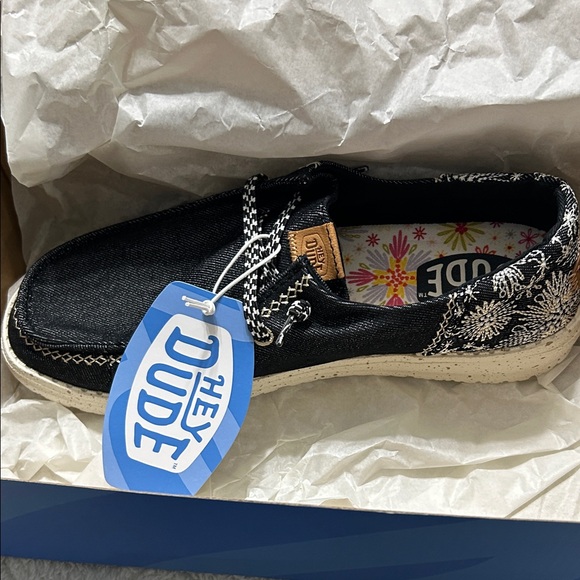 Hey Dude Woman’s Black and White Loafers - Picture 2 of 3